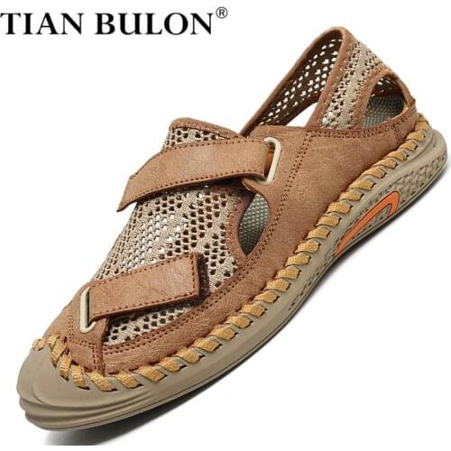 Summer Men Casual Shoes Mesh Men Handmade Breathable Slippers Outdoor Leisure Sandals Designer Mens Beach Shoes Zapatos Hombre