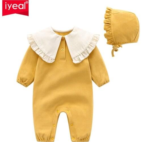 IYEAL New Fashion Baby Girl Rompers with Hat Cotton Long Sleeve Baby Born Clothes Kids Infant Jumpsuits Baby‘s Clothing Oufits