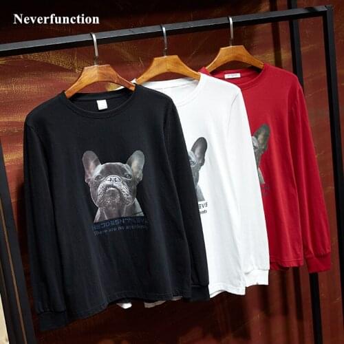 New Men fashion Dog printed Cotton Long sleeve T Shirts Autumn Streetwear Harajuku Loose man Casual T Shirt Plus Size 10XL