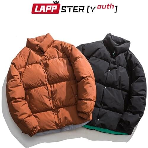 LAPPSTER-Youth Men Winter Bubble Coat Solid Puffer Parkas 2021 Mens Japanese Harajuku Jackets And Coats Male Vintage Windbreaker