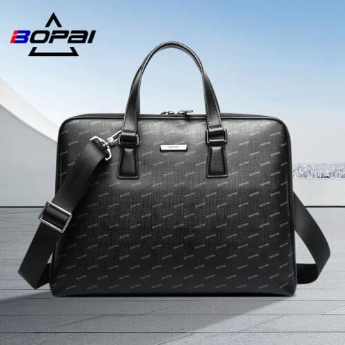 BOPAI Briefcases For Men Casual 15 Inch Laptop Handbags Large Capacity Cross Body Messenger Shoulder Bags Male Short Trip Tote