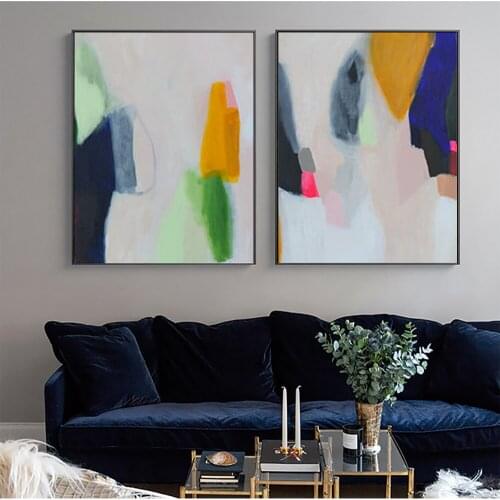 Hand painted canvas oil painting 2 piece living room pictures on the wall Nordic wall pictures painting canvas abstract modern