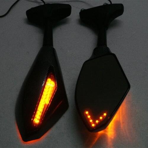 LED Turn Signal Light Mirrors For Motorcycle Honda Yamaha Suzuki Kawasaki BMW
