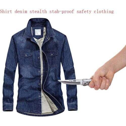 Self Defense Tactical Gear Anti Cut Anti-Knife Cut Resistant denim Jacket Shirt Anti Stab Proof Clothes military Security outfit