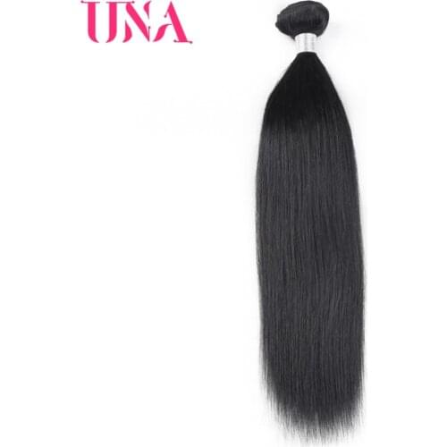 UNA Human Hair 1/3/4 Piece Color #1B Hair Brazilian Straight Remy Hair Weft Human Hair Weave Bundles 8-26 inches Free Shipping