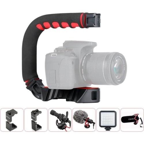 Universal 3 Shoe C-Shape Handheld Phone Camera Mounts Video Stabilizer Grip Holder Bracket For iPhone Xiaomi Smartphone Nikon
