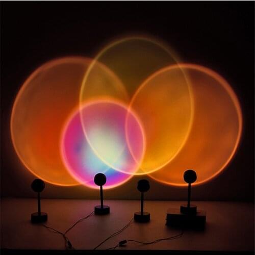 USB Led Projector Light Sunset Rainbow Romantic Atmosphere Lamp Wall Decoration Switch On/Off for Party Bedroom,Bar