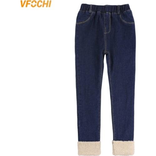 VFOCHI 2019 New Girls Jeans Winter Thick Velvet Pants Stretch Waist Kids Pants Warm Children Clothes Baby Girls Thicken Pants