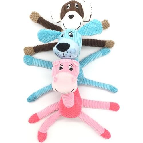 Fun Pet Toy Donkey Shaped Corduroy Chew Toy For Dog Puppy Squeaker Squeaky Plush Bone Molar Toy Pet Training Dog Supplies
