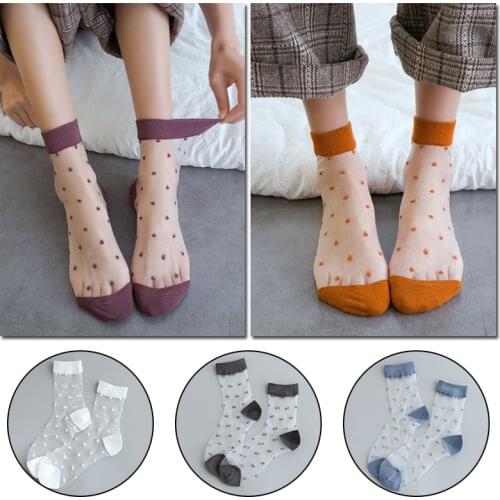 Women Ankle Short Socks Ultra-thin Transparent Elastic Mesh Low Tube Candy Color Lace Socks For Summer Korean Fashion Supplies