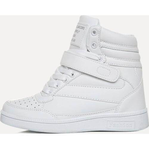 Woman Breathable High Top Black White boots Shoes Women Casual Shoes Platform Hidden Increasing Sneakers Leather Shoes A1-45