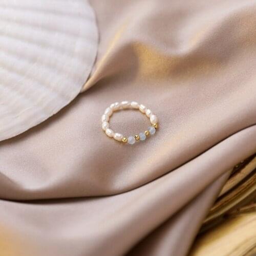 Hand-made crystal fashion handmade beaded pearl ring women wear fashion lady thin ring versatile ring