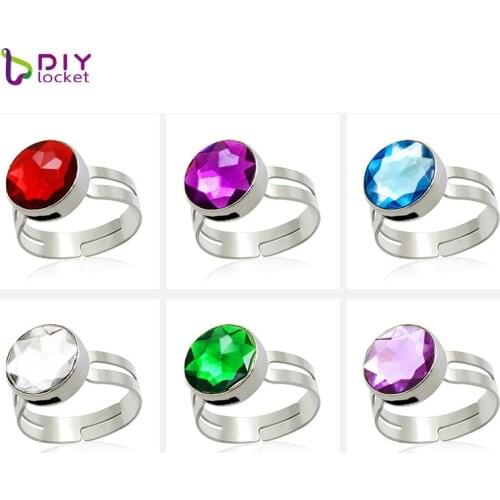 1PC Twelve Birthstone Rings with Cartoon Cute Kids Adjustable Rings with Box LSSR198-1-LSSR198-12
