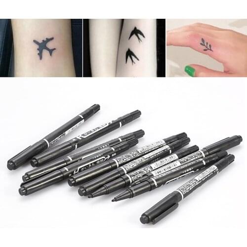 10PCS/Box Black Dual-Tip Tattoo Pen Skin Marker Pen Tools Permanent Makeup Accessories