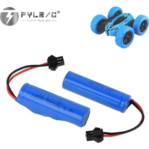 2pcs 3.7v 800mah rechargeable battery For JJRC C2 D828 RC Car Parts 14500 SM-2P For RC Stunt Dump Car Battery Toys Accessories
