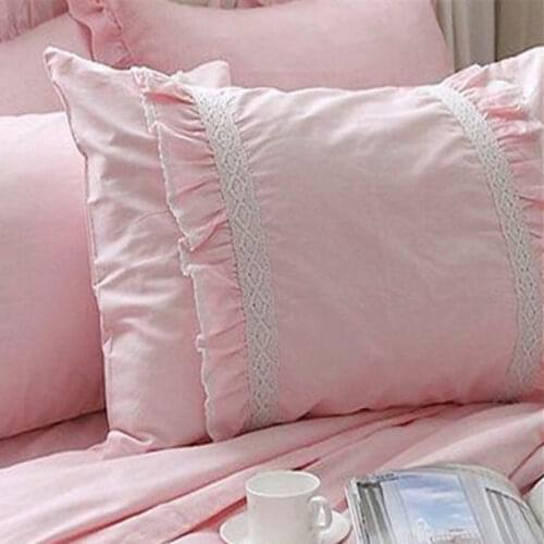 2pcs pink Embroidered pillow case European style princess pillowcase bedding ruffle pillow sham luxury pillow cover no filler