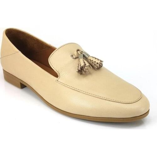 2021 Trend Yeni Sezon Model %100 Deri Ayakkabı İle Kişiye Özel ve Rahat Bej Venüs 21983503 Günlük Bayan Ayakkabı