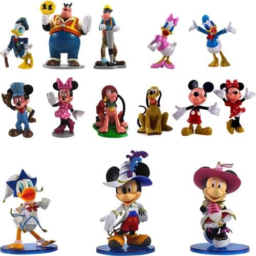 3-7pcs Anime Mickey Mouse Minnie Donald Winnie the Pooh Duck Daisy Goofy Pluto Pig Action Figure Keychain Gift Toys