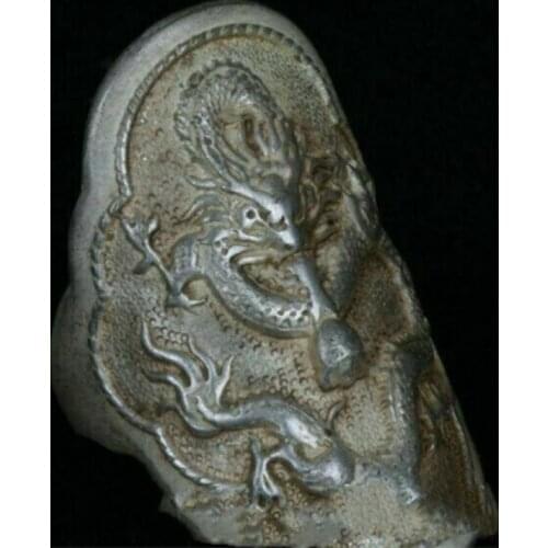 4Cm Old Chinese Miao Silver Dynasty Palace Dragon Loong Luck Ring Rings Statues for Decoration Collection