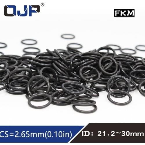 5PCS/lot Fluorine rubber Ring Black FKM O ring Seal CS:2.65mm ID21.2/22.4/23.6/25/25.8/26.5/28/30mm Rubber Seal Ring Gasket
