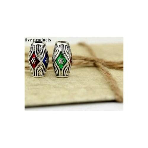 5pcs/lot Tibetan Silver spacer red blue green Loose Bead Spacer Beads Connectors for DIY Jewelry Making bracelet dsf3