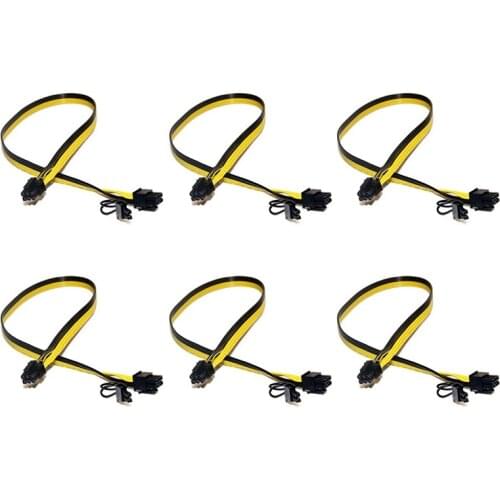 6 Pcs 16AWG 6 Pin PCI-E to 8 Pin (6+2) PCI-E (Male to Male) GPU Power Cable for HP Server for Graphic Cards Mining(50cm)