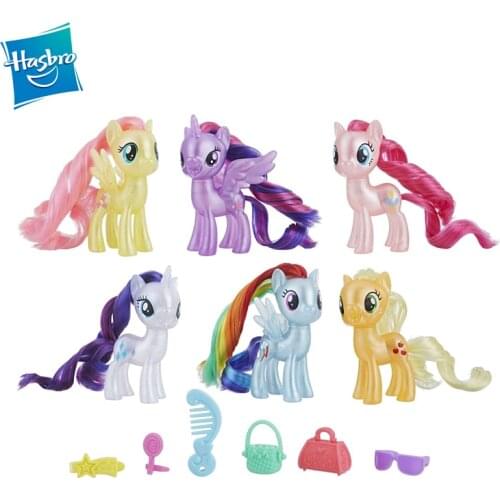 Hasbro My Little Pony Toys 6Pcs Anime Action Figures Toys Suit Holiday Series Pony Doll Collection Model Girls Toys Xmas Gift