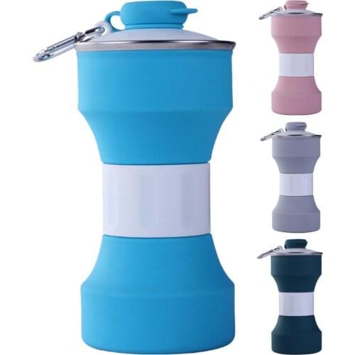 650ml Collapsible Water Cup Anti-crack Stability Macaron Color Camping Hiking Portable Folding Water Cup for Outdoor
