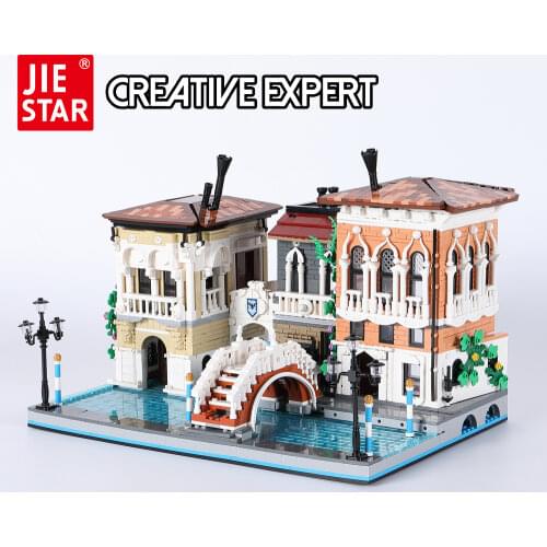 JIESTAR Creatoring Expert Ideas Street View The Little Venice 89122 Moc Bricks Modular House Building Blocks Model Garden Center
