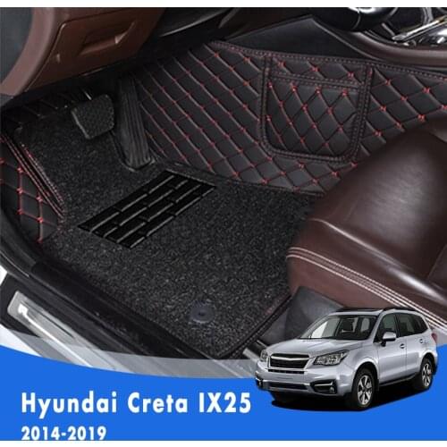 For Hyundai Creta IX25 2019 2018 2017 2016 2015 2014 Luxury Double Layer Wire Loop Car Floor Mats Carpets Auto Styling Covers