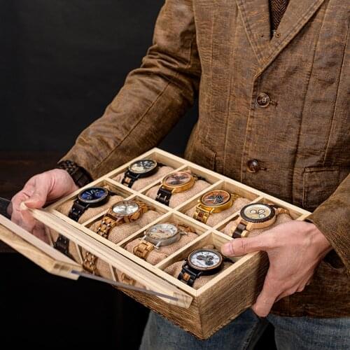 BOBO BIRD Watch Box Wood Organizer Storage Box Clock Leather Jewellery Boxes Case Display With Pillow without watches Dropship