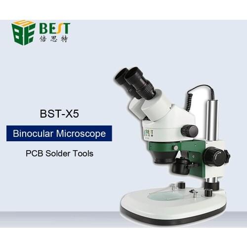 BST-X5 Binocular Stereo Microscope 7-45X Continuous Zoom For Phone CPU Motherboard Chip Repair PCB Solder Mineral Watching