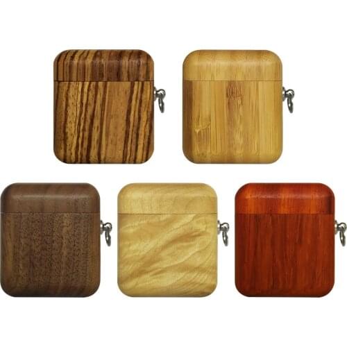 2019 Wooden Case for Airpods Luxury Handmade with Anti-lost Buckle Walnut Rosewood for AirPods Protective Cover