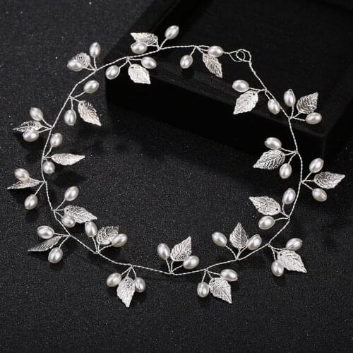 Floralbride Handmade Popular Rhinestones Crystal Pearls Leaf Bridal Headband Wedding Hair Vine Hair Accessories Women Jewelry