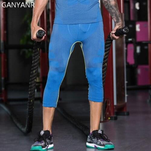 GANYANR Brand Running Tights Men Sports Leggings Yoga Pants Gym Basketball Fitness Compression Football Sexy Jogging Trousers