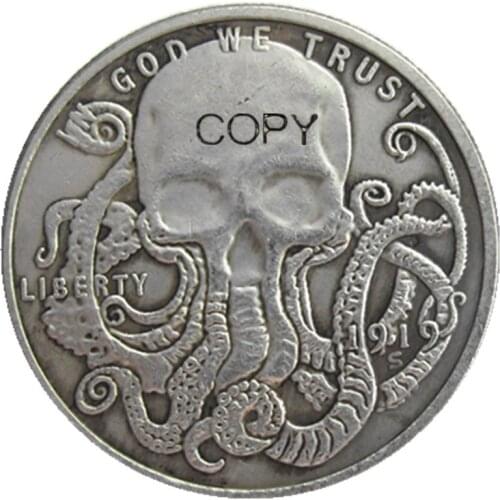 HB(107)Hobo USA Morgan Dollar skull zombie skeleton Silver Plated Copy Coins