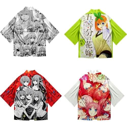 3D The Quintessential Quintuplets Cartoon Loose Japanese Cardigan Kimono Women Men Harajuku Comic Sun protection shirt Clothing
