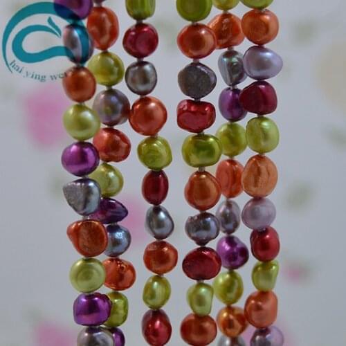 Unique Pearl Jewellery AA 7-8MM Multicolor Baroque Genuine Freshwater Pearl Necklace 200cm Long Fine Jewelry Charming Women Gift