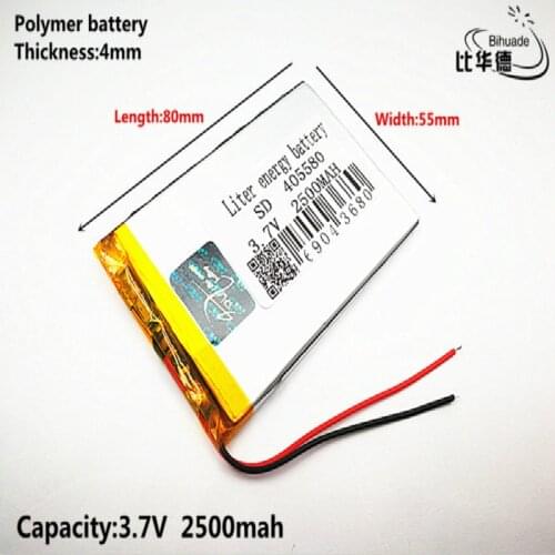 Liter energy battery Good Qulity 3.7V,2500mAH 405580 Polymer lithium ion / Li-ion battery for tablet pc BANK,GPS,mp3,mp4