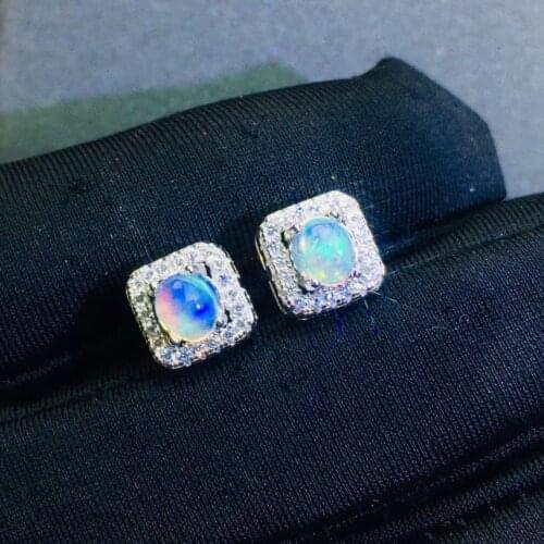 Best Gift Real and Natural OPal Earring 925 sterling silver Fahshion Natural Real Opal Earring