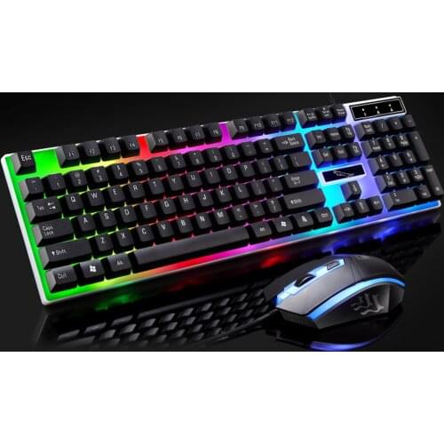 Mechanical Gaming Keyboard Wired USB Backlit 104 Keys Game Key Board Mouse Set for Computer Overwatch Lol Dota