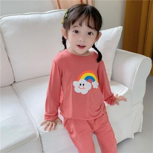 Cute Two Piece Baby Boys Girls Sets Spring Autumn Cotton Undershirts Sleepwear Robe Pajama Kids Toddler Outwear Childrens
