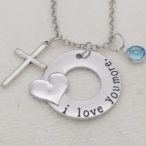 Fashion Necklace cross I love you more heart circle crystal Alloy Necklace Chains Jewerly For Women N2023