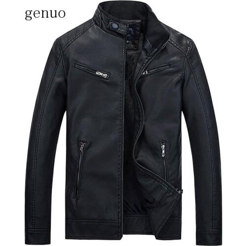 Men Leather Jackets Autumn Coats Men Plus Velvet Simple Faux PU Outerwear Biker Motorcycle Male Punk Jacket