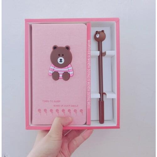 New Arrival Cute Bear Notebook gel pen set with box Weekly Planner School Office Supplies Kawaii Stationery