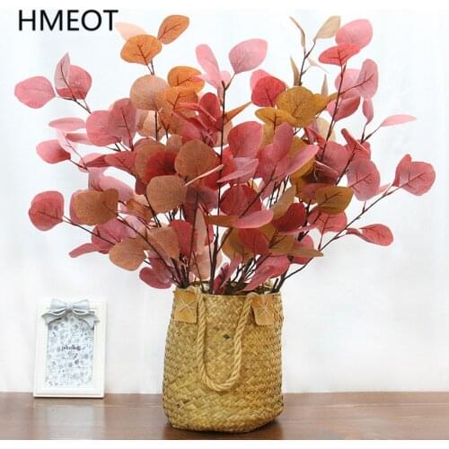 Cheap 90cm Artificial Eucalyptus Apple Leaves Green Plants Fake Flower Money Leaf Garden Wedding Home Decor Grass Wall Materials