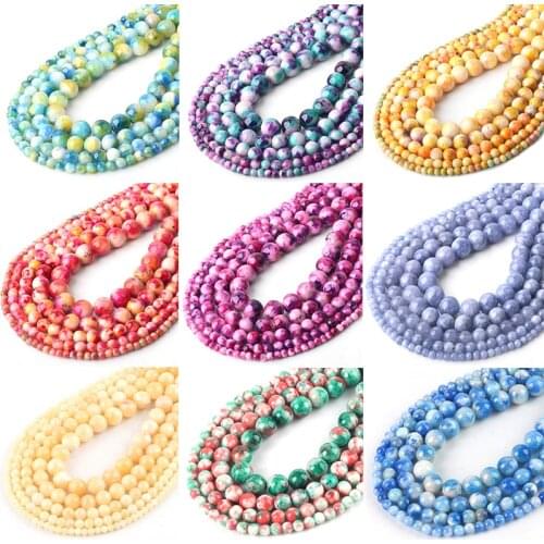 Wholesale New Stylish Round Beads Natural Stone Jades Loose Spacer for DIY Jewelry Making Bracelet Necklaces 15'' 4/6/8/10/12mm