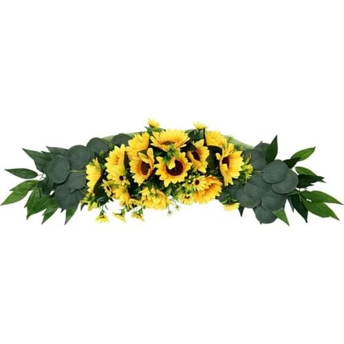 Sunflower Swag Wreath Artificial Flowers Handmade Lintel Sunflowers Home Décor New Hanging Autumn Front Door Garland Decoration