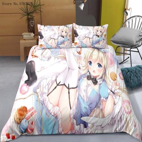 2/3 Pieces Cartoon Anime Bedding Set Beautiful Sexy Girl Duvet Cover Home Colorful Bed Quilt Cover For Bedroom Bed Cover Set