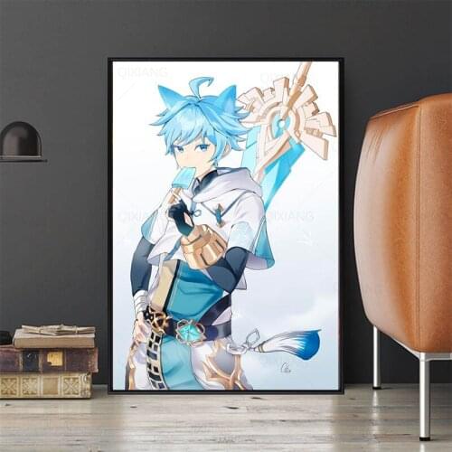 Anime Genshin Impact Poster Poster Game Smile Chongyun Poster Painting Wall Art Decoration Kawaii Room Decor Canvas Poster
